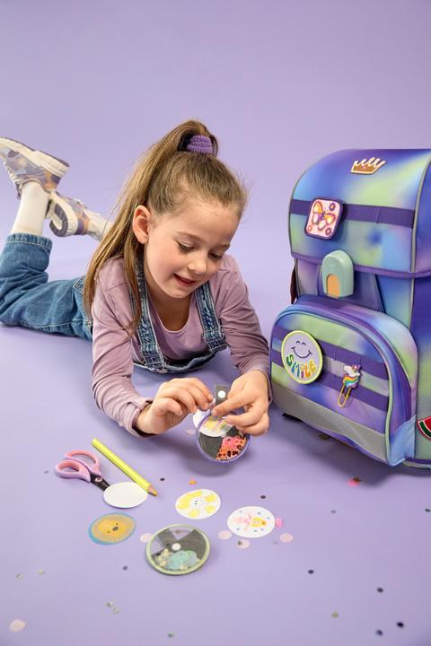 Actual product image Lässig Schulrucksack-Set Boxy, Lila / Grün (21 l)