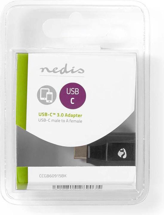 Actual product image Nedis USB-C™ Adapter | USB 3.2 Gen 1 | USB-C™ Plug | USB-A Socket | 5 Gbps | Nickel-plated | Black (USB-C)