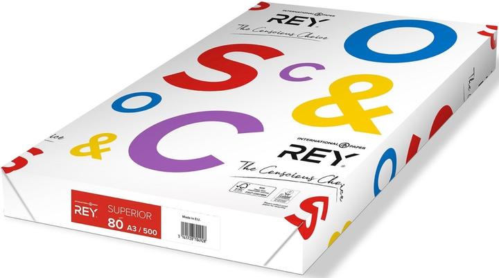 Produktbild Rey Multifunktionspapier SUPERIOR, DIN A3, 80 g/qm weiss, blanko, für Inkjet-, Laserdrucker und Kopierer (80 g/m², 500 x, A3)