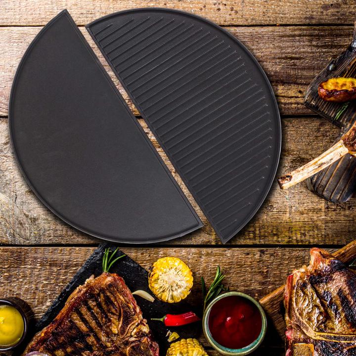 Image du produit Wiltec 2x Gusseisen Grillplatte 46,7x22,8x1,5cm Grill Platte Grillzubehör BBQ