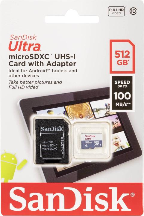 Immagine prodotto SanDisk Ultra Lite microSDXC Ad. 512GB 100MB/s (512 GB, microSDXC, U1, UHS-I)