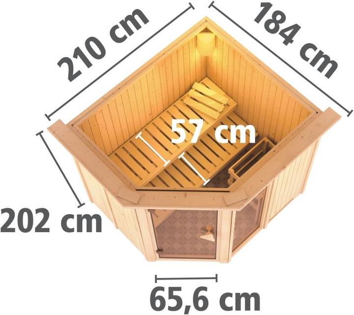Actual product image Karibu Fiona 2 with roof rim (9 KW external control)