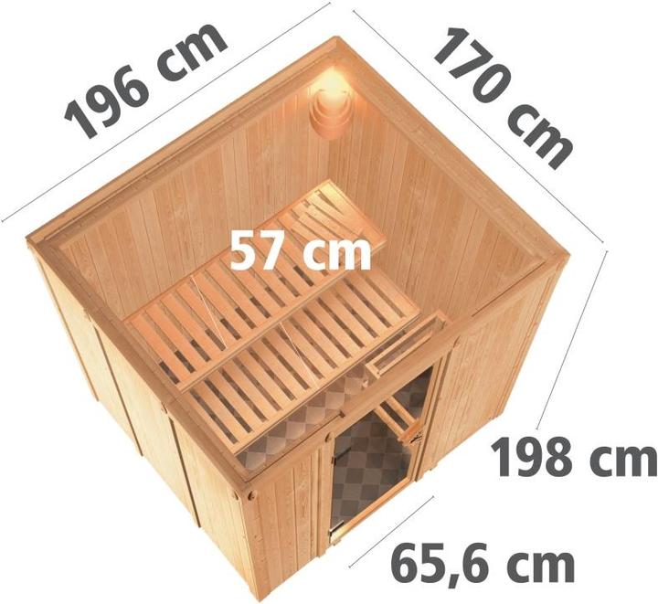 Actual product image Karibu Daria without roof rim (Plug & Play 3,6 KW - Bio external control)