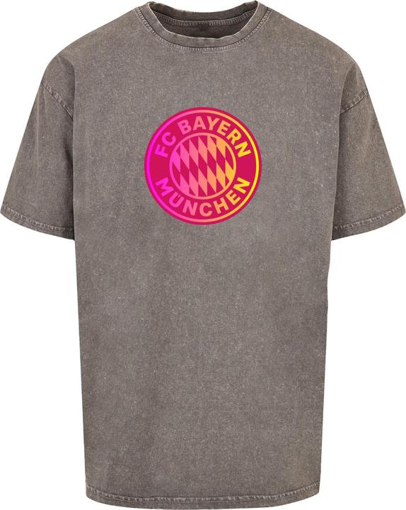 FC Bayern München Logo Color Acid Washed Heavy Oversize Tee - 115453 (L)