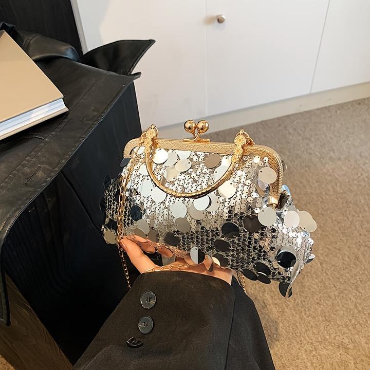 Immagine prodotto Only-Bags.Store Borsa crossbody d'ispirazione vintage con tracolla regolabile e paillettes.