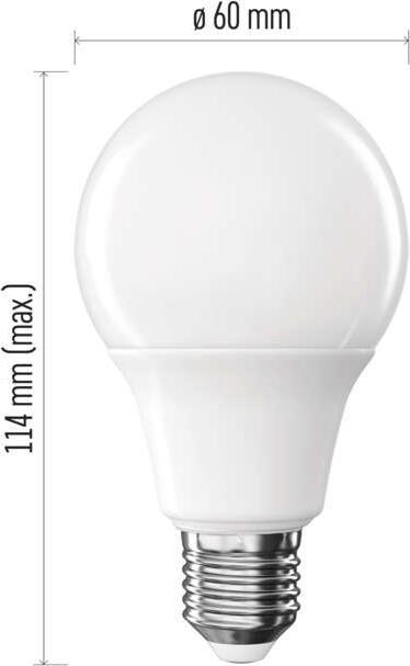 Image du produit Emos Lampe LED Basic A60 / E27 / 12,4 W (75 W) / 1055 lm / Blanc chaud (E27, 12.40 W, 1055 lm, 1 x, F)