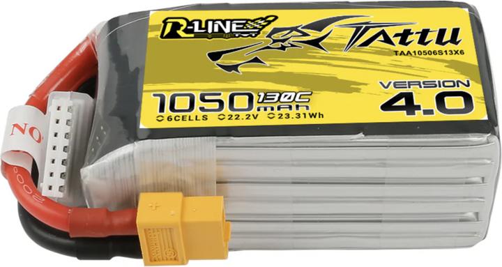 Tattu RC Battery LiPo 1050 mAh 22.2 V 130C R-Line, V4.0 (22.20 V, 1050 mAh)