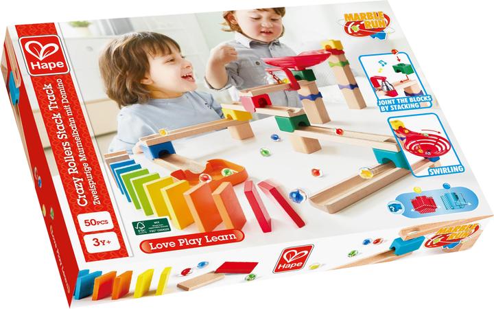 Hape Two lane marble run with dominoes