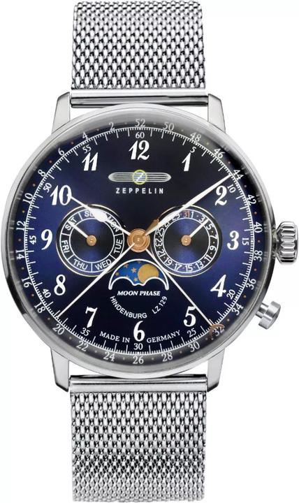 Zeppelin LZ129 Hindenburg 7036M-3 Quarzblaue Uhr (259102) (Analoguhr, 40 mm)