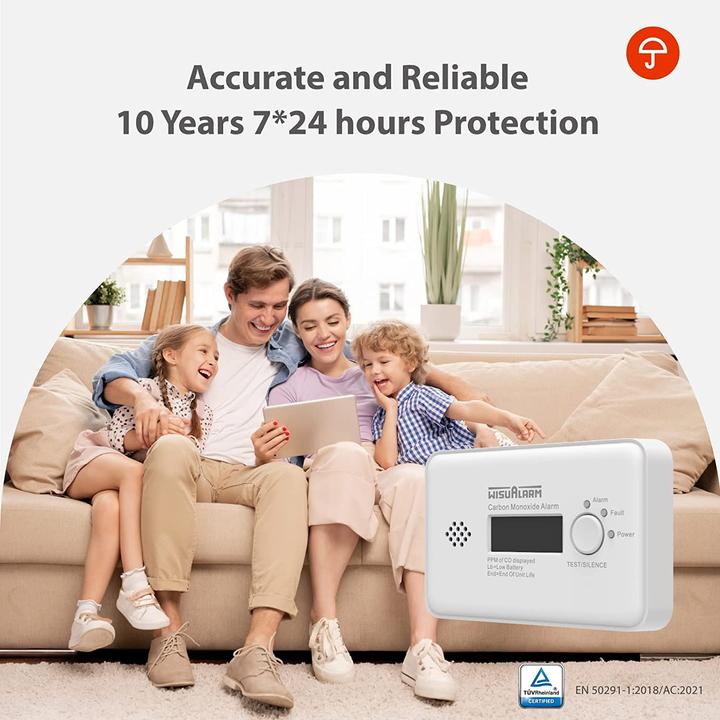 Produktbild Wisualarm HY-GC20B Kohlenmonoxid-Melder inkl. 10 Jahres-Batterie batteriebetrie