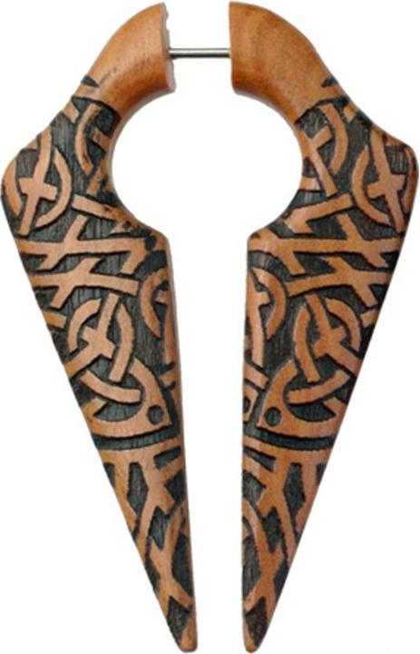 Star Piercing Fake Ohrgewicht Schlüsselloch keltischer Knoten aus Sawo Holz (Sawo Holz)