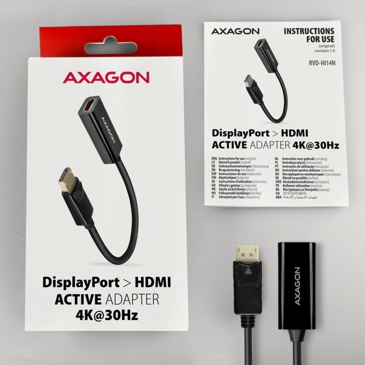 Actual product image Axagon RVD-HI14N DisplayPort > HDMI 1.4 adapter 4K/30Hz (HDMI, 15 cm)