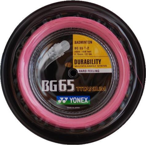 Actual product image Yonex BG-65 Titanium / 200m roll, pink, 0.70mm