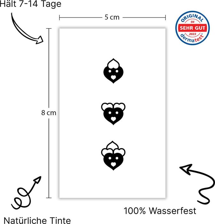 Produktbild minink Temporäres Tattoo: Moderne Herzen mit Kontur