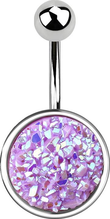 Immagine prodotto Star Piercing Banana d'argento con pietra drusa viola chiaro (Acciaio chirurgico 316L, Ottone)