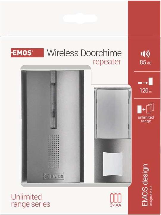 Immagine prodotto Emos Campanello senza fili P5763 per 3x AA, estensione del segnale (Funk)