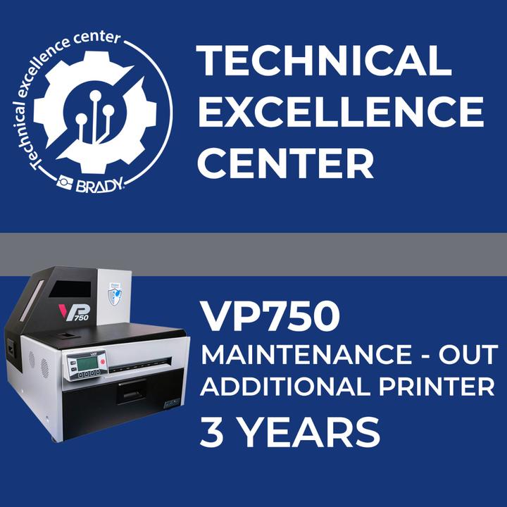 Actual product image Brady Service contract VP750 Maintenance Out additional printer 3 years
