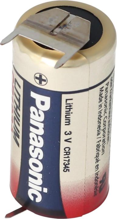 Actual product image Panasonic Battery CR123A with 3 print connection 2 print + 1 print - contacts (1 pcs., CR123A, 1600 mAh)