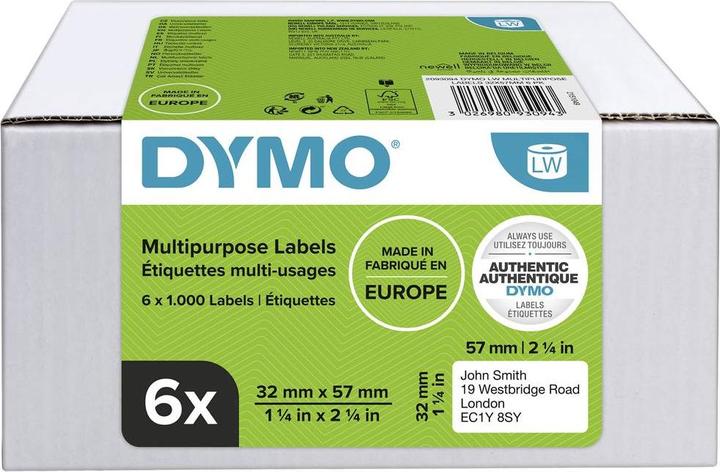 Actual product image Dymo Multipurpose labels 32 x 57 mm 6x 1000 pcs.