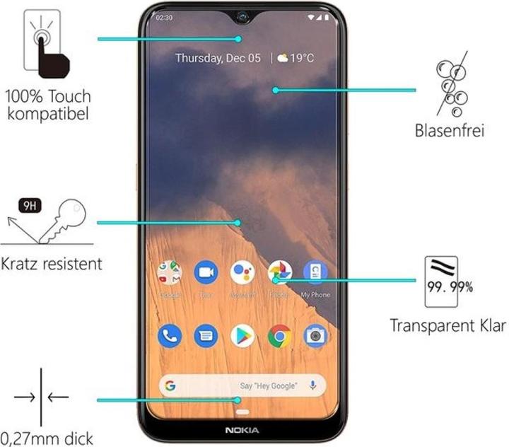 Produktbild Screenguard Nokia 2.3 Panzerglas Schutzfolie Case Friendly Design (1 Stück, Nokia 2.3)