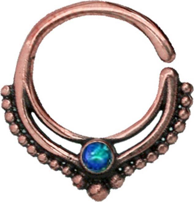 Star Piercing Micro Piercing Ring rosegold Kugelrand mit Opal blau (Bronze, ohne Messing)