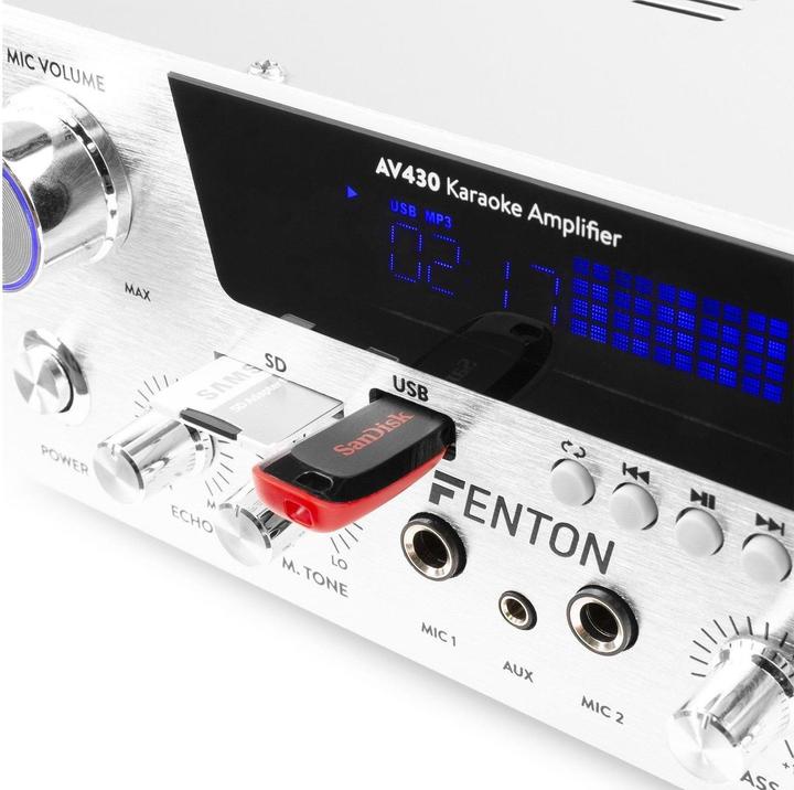 Immagine prodotto Karaoke amplificatore con Bluetooth - Fenton AV430A - 600W - 2 microfooningangen met echo - mp3 speler
