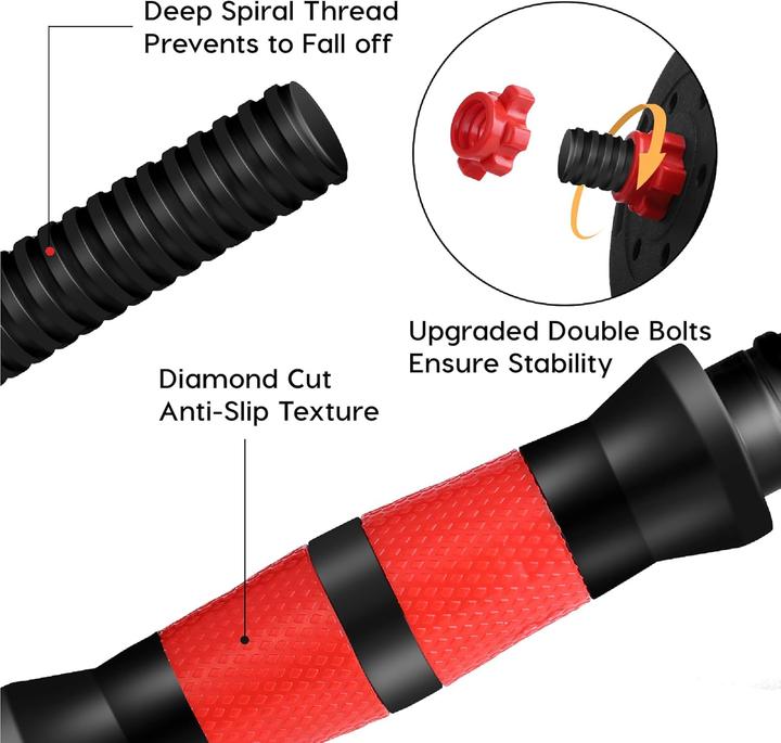 Actual product image Wuuhoo 2in1 Fitness Hantelset Jimmy - Kurzhantel & Langhantel 10kg (4 x 1.25 kg, 4 x 1 kg)