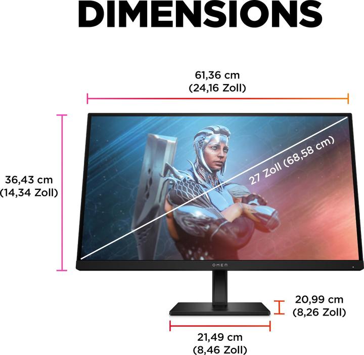 Produktbild HP OMEN/27/27"/IPS/FHD/165Hz/1ms/Black/2R (1920 x 1080 Pixel, 27")
