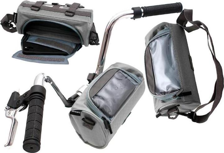 Actual product image Dunlop - Fahrradlenkertasche/Gepäcktasche mit Smartphonetasche (grau) (1.20 l, Handlebar bag)