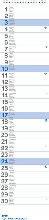 Valeurs nutritives et ingrédients Biella Calendrier mural (12 x 54,5 cm, Non contraignant, Français, Allemand, Anglais, Italien)