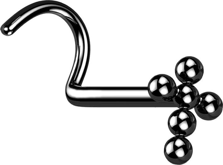 Actual product image Star Piercing Nasenstecker gebogen schwarz Kreuz Kugeln (without brass, Titanium G23)