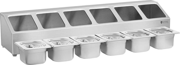 Actual product image Royal Catering Gastronorm Pan Holder - Incl 6 1/6 Gastronorm Containers with Lids (2.20 l)
