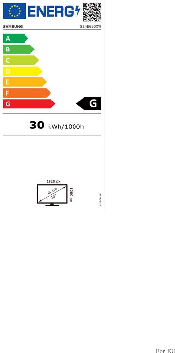 Label énergétique Samsung Se650xw (1920 x 1200 pixels, 24")