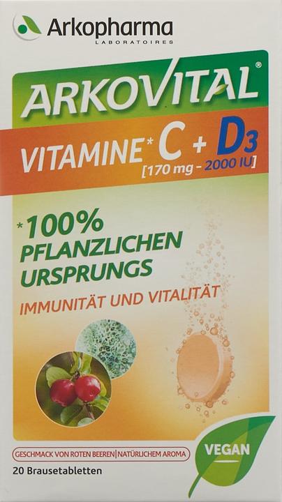 Produktbild Arkopharma Vitamin C + D3 (20 Stück, Brausetablette, 114 g)