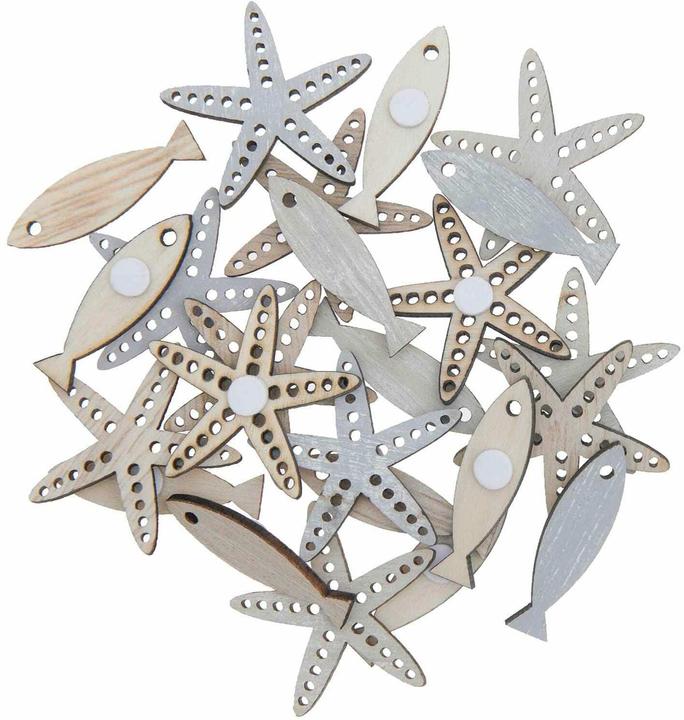 Produktbild Rico Design Motivsticker Seestern/Fische 24 Stück Nature