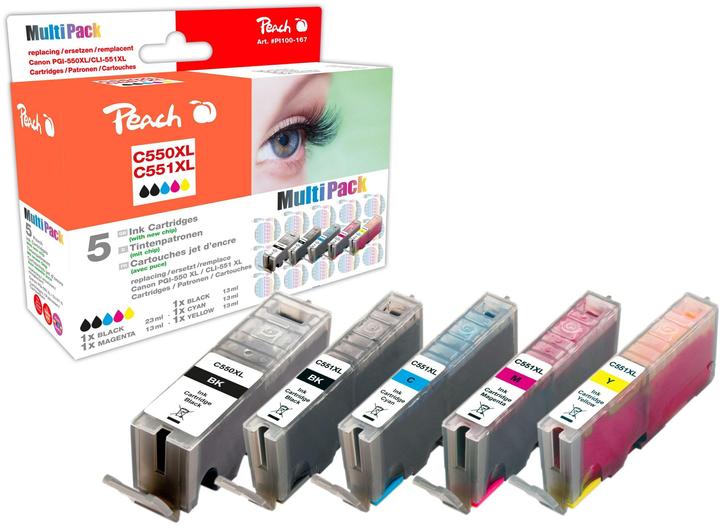 Peach CLI-551XL/PGI-550XL Multipack (M, C, Y, PBK, BK)