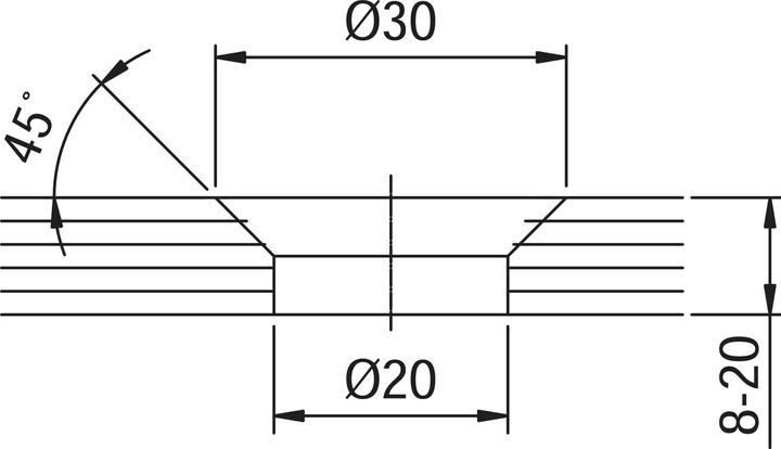 Actual product image Längle Glas-System Glass point holder Senk 30, 8 - 20 mm glass, stainless steel/aluminium (1 pcs.)