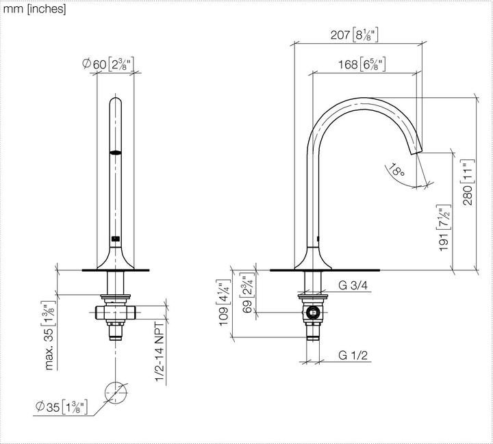 Produktbild Dornbracht VAIA Waschtisch-Stand-Auslauf ohne Ablaufgarnitur, Ausladung 168 mm, 13716809