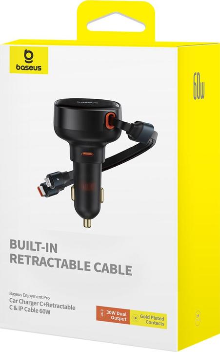 Produktbild Baseus Car Charger Enjoyment USB-C with USB-C cable and Lightning  60W