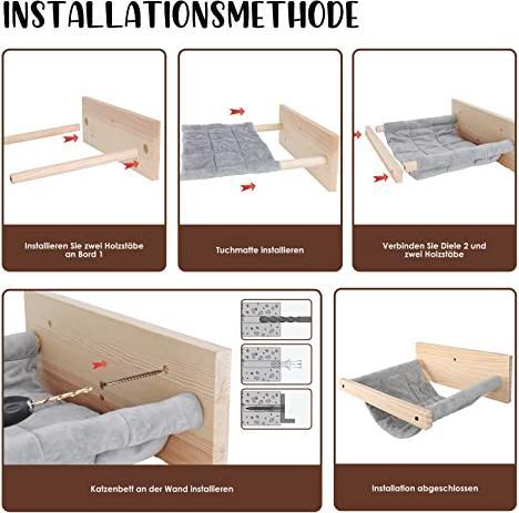 Produktbild Alopini Katzenhängematte für Wandmontage Hängematte für Katzen, grosser Spass für Katzen, schlafen, spielen