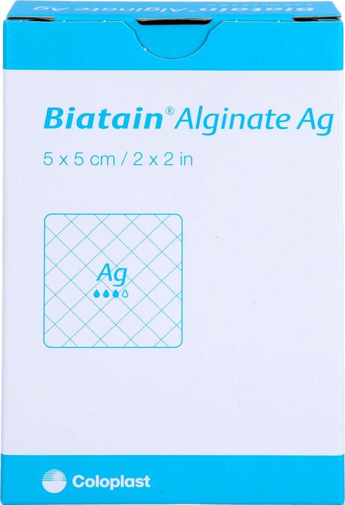 Actual product image Coloplast Biatain Alginate Ag Compresses 5x5cm with Silver, 10 pcs VER
