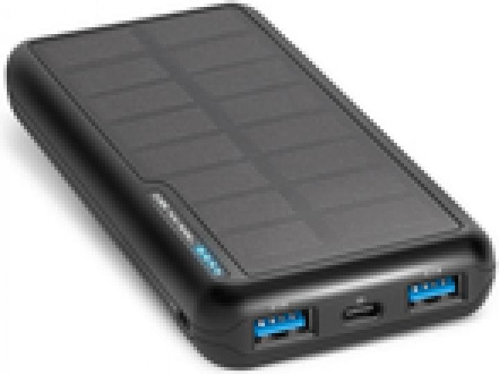 Actual product image SBS Solar Powerbank USB/USB-C, 10,000 mAh, black (10000 mAh, 10 W, 37 Wh)