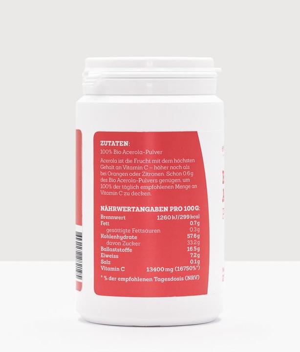 Nährwerte und Zutaten Effective Nature Bio Acerola Pulver (1 Stück, Pulver, 200 g)