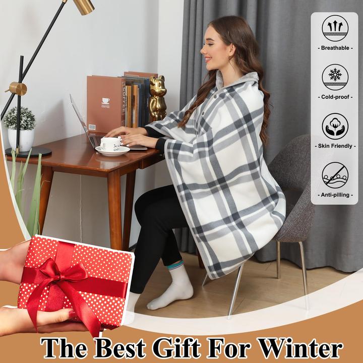 Immagine prodotto Alopini Sciarpa invernale con bottone Morbida sciarpa coperta Poncho in pile oversize Capo Pullover