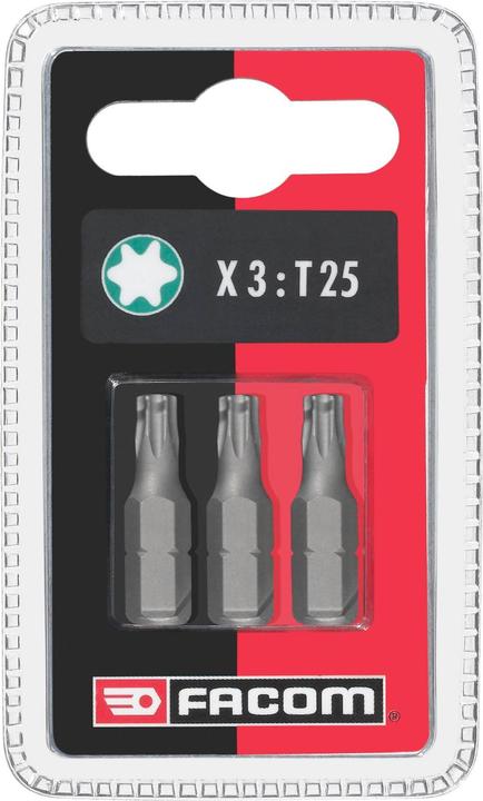 Produktbild Facom Innensechsrund T25 Schraubendreherbit, Typ Biteinsatz, aus Stahl, 3teilig (Innensechsrund TX M25)