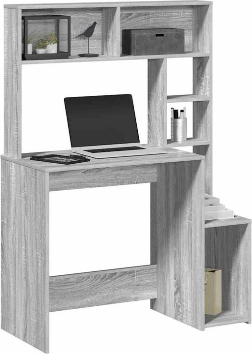 Actual product image VidaXL Desk with shelf grey Sonoma 100x45x140 cm wood-based material (100 x 45 x 140 cm)