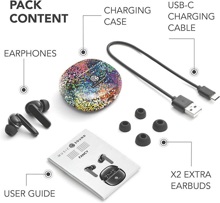 Actual product image Cellularline Music & Sound Bluetooth Earphones Fancy Rainbow (25 h, Wireless)