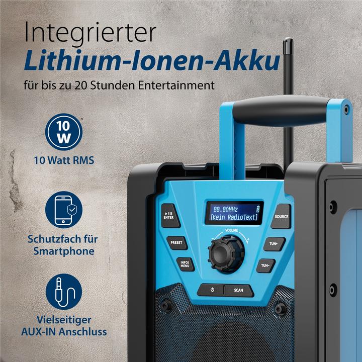 Actual product image Blaupunkt Construction site radio with DAB+ and rechargeable battery | BSR 300 (DAB+, VHF, Bluetooth)