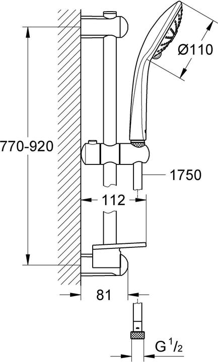 Actual product image Grohe Euphoria 110 Massage shower bar set (3 Beam types, 14 l/min)