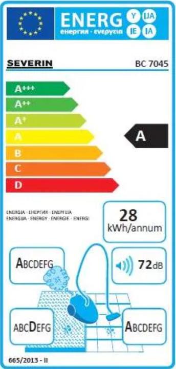 Energie-Label Severin Bodenstaubsauger BC 7045